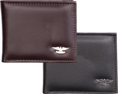 Mundkar Men Black, Brown Artificial Leather Wallet(5 Card Slots, Pack of 2)