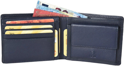 burraq Men Casual Blue Genuine Leather Wallet(6 Card Slots)