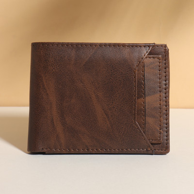 SunShopping Men Casual Brown Artificial Leather, Fabric Wallet(7 Card Slots)