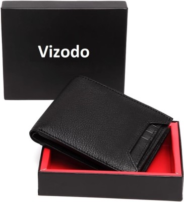 vizodo Men Casual, Formal, Travel, Trendy Black Genuine Leather Wallet(10 Card Slots)