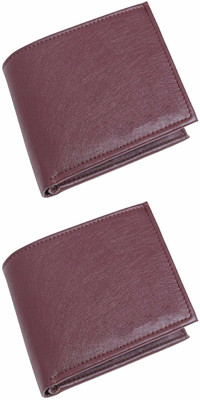 FF TRADERS Men Formal, Ethnic, Casual, Travel, Trendy Brown, Brown Artificial Leather Wallet(5 Card Slots, Pack of 2)