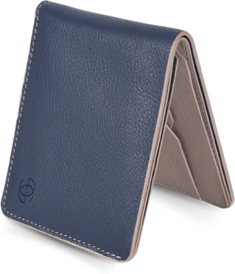 GEO TRENDS Men Casual Blue Genuine Leather Wallet(4 Card Slots)
