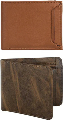 VIAZ VENTURES Men Casual, Formal, Trendy, Evening/Party, Travel Tan, Brown, Brown Artificial Leather Wallet(5 Card Slots, Pack of 2)