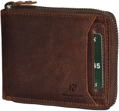 NauraHide Men & Women Evening/Party, Trendy, Casual Brown Genuine Leather Wallet(12 Card Slots)