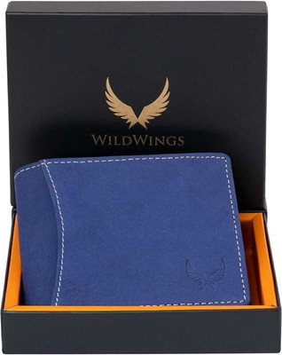 WILDWINGS Men Trendy, Evening/Party, Casual, Formal Blue Genuine Leather Wallet(8 Card Slots)