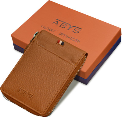 ABYS Genuine Leather Card Holder 11 Slots Wallet for Men and Women 15 Card Holder(Set of 1, Tan)