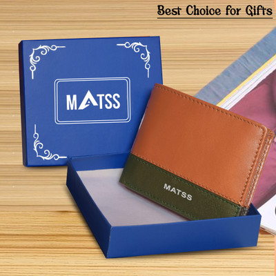 MATSS Men Casual, Ethnic, Evening/Party, Formal, Travel, Trendy Tan, Green Genuine Leather Wallet(4 Card Slots)
