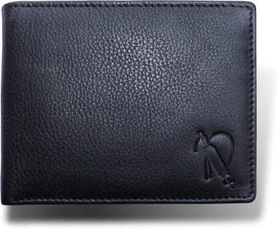 Needle and Yarn Men Casual Black Genuine Leather Wallet(7 Card Slots)