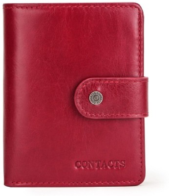 CONTACTS Men Red Genuine Leather Wallet(15 Card Slots)