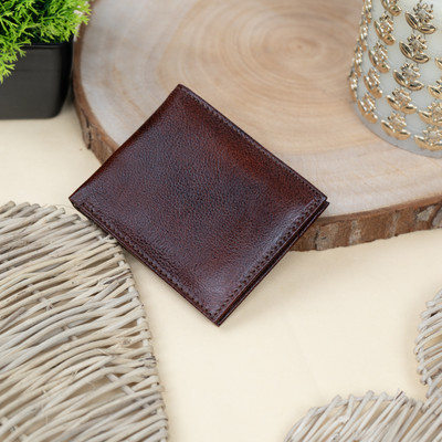 Rich Born Men Casual Brown Genuine Leather Wallet(5 Card Slots)