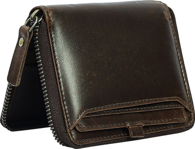 ALAIK Men Trendy Brown Genuine Leather Wallet(10 Card Slots)