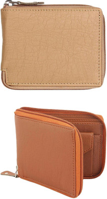 VIAZ VENTURES Men Casual, Formal, Trendy, Evening/Party, Travel Beige, Tan, Tan Artificial Leather Wallet(5 Card Slots, Pack of 2)
