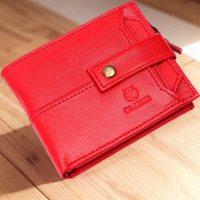 ELYVA Men Casual Red Artificial Leather Wallet(10 Card Slots)