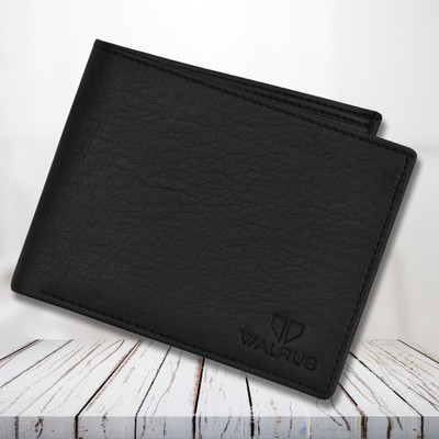 Walrus Men Casual Black Artificial Leather Wallet(2 Card Slots)