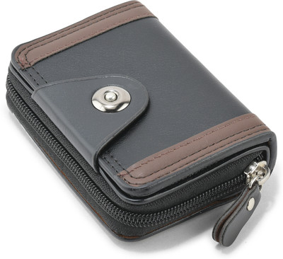 BE DIVINE Men & Women Casual Black Artificial Leather Card Holder(15 Card Slots)