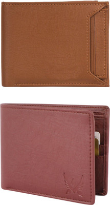 FF TRADERS Men Formal, Ethnic, Casual, Travel, Trendy Tan, Brown Artificial Leather Wallet(5 Card Slots, Pack of 2)