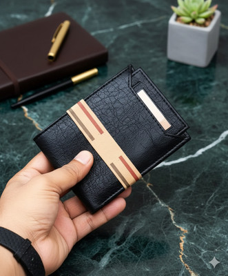 Ali brothers enterprise Boys Black Artificial Leather Wallet(5 Card Slots)