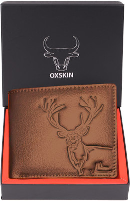 oxskin Men Formal Tan Genuine Leather Wallet(8 Card Slots)