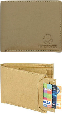 FF TRADERS Men Formal, Ethnic, Casual, Travel, Trendy Beige, Beige Artificial Leather Wallet(5 Card Slots, Pack of 2)