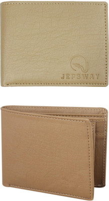 FF TRADERS Men Formal, Ethnic, Casual, Travel, Trendy Beige, Beige Artificial Leather Wallet(5 Card Slots, Pack of 2)