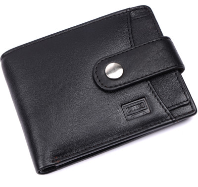 CASSETTE Men Evening/Party, Trendy Black Genuine Leather Wallet(6 Card Slots)