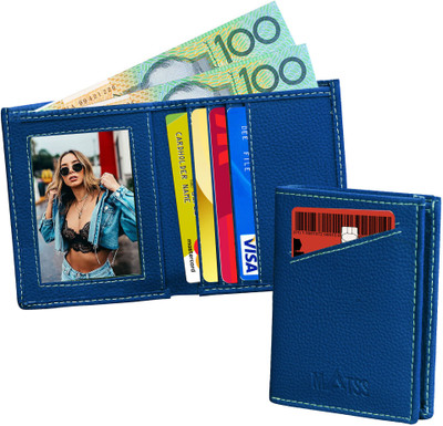 MATSS Men Casual Blue Artificial Leather Wallet(4 Card Slots)