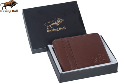 Razing Bull Men Formal Brown Genuine Leather Wallet(5 Card Slots)