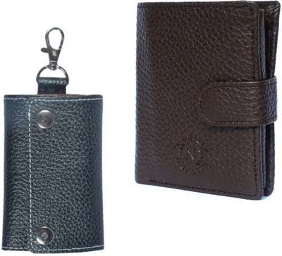 N WALLETS Men & Women Casual Brown, Black Genuine Leather Wallet(17 Card Slots, Pack of 2)