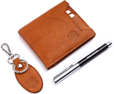 MEHZIN Men Formal Tan Genuine Leather Wallet(8 Card Slots)