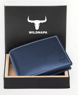 WILD NAPA Men Blue Genuine Leather Wallet(8 Card Slots)