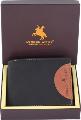 LONDON ALLEY Men Casual Black, Tan Genuine Leather Wallet(6 Card Slots)