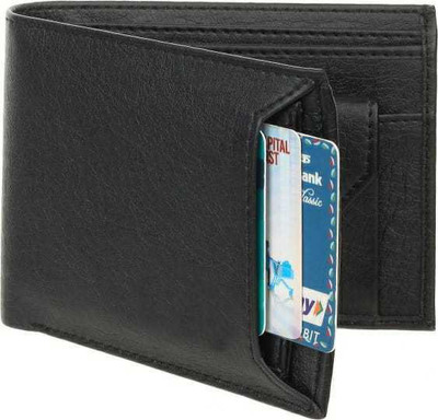 gustave Men Casual Black Artificial Leather Wallet(10 Card Slots)