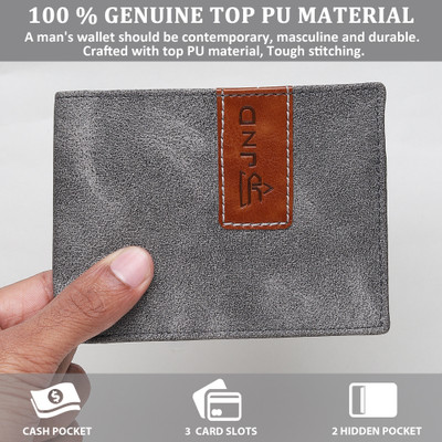 SCRUMBLER Men Casual Grey Artificial Leather Wallet(3 Card Slots)