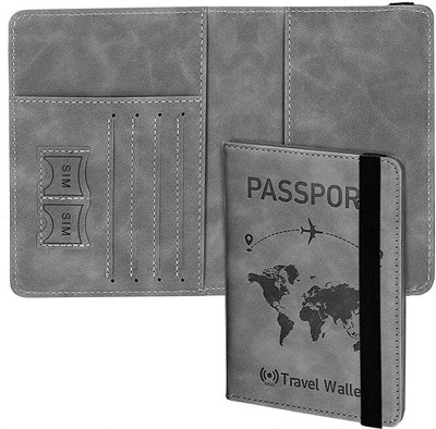 Boxin Men & Women Grey Genuine Leather Card Holder(4 Card Slots)