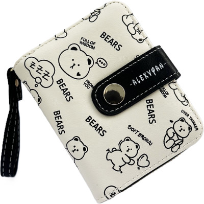 AlexVyan Women Casual, Ethnic, Evening/Party, Formal, Travel, Trendy Black, White Genuine Leather Wallet(3 Card Slots)