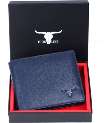 HIDE LIKE Men Casual, Formal, Trendy Blue Genuine Leather Wallet(4 Card Slots)