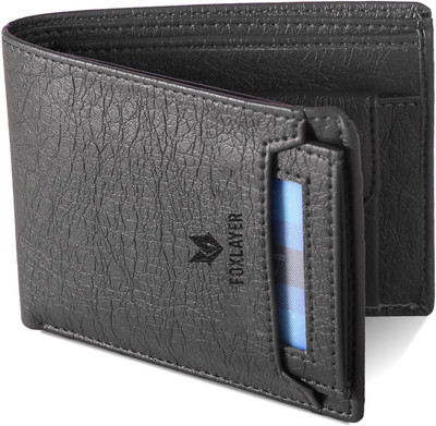 Foxlayer Men Casual, Ethnic, Evening/Party, Trendy, Formal Black Artificial Leather Wallet(8 Card Slots)