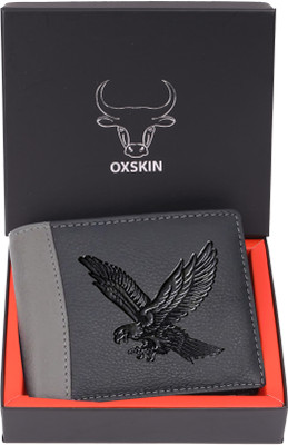 oxskin Men Formal Black Genuine Leather Wallet(8 Card Slots)