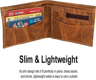 HENEDA Men Casual Tan Artificial Leather Wallet(10 Card Slots)