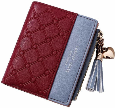 SYGA Women Casual Maroon, Grey Artificial Leather Wallet(5 Card Slots)