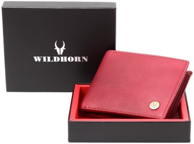 WILDHORN Men Casual Red Genuine Leather Wallet(6 Card Slots)