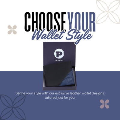 THE PREPPY Men Casual Blue Genuine Leather Wallet(8 Card Slots)