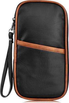 Shrinathji Groups Passport Pouch(Black, Tan)
