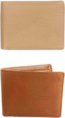 VIAZ VENTURES Men Casual, Formal, Trendy, Evening/Party, Travel Beige, Tan Artificial Leather Wallet(5 Card Slots, Pack of 2)