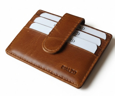 Rialzo Men & Women Trendy Tan Genuine Leather Card Holder(5 Card Slots)
