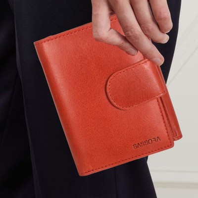 Sassora Women Casual, Ethnic, Travel, Trendy, Formal, Evening/Party Red Genuine Leather Wallet(9 Card Slots)