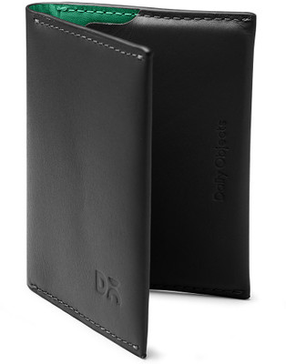 DailyObjects Men & Women Travel Black Genuine Leather Card Holder(4 Card Slots)