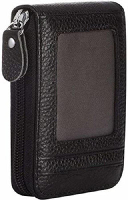 Sanchi Creation Men & Women Black Genuine Leather Card Holder(11 Card Slots)