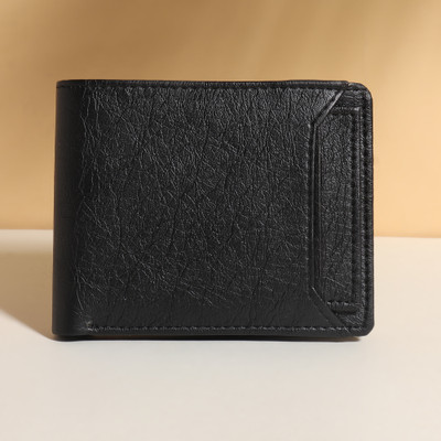 SunShopping Men Casual Black Artificial Leather, Fabric Wallet(7 Card Slots)