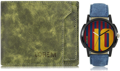 LOREM Men Casual, Formal Green Artificial Leather Wallet(7 Card Slots, Pack of 2)